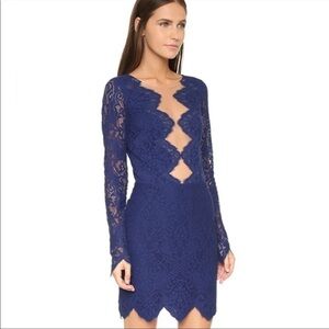 For Love & Lemons Noir Lace Long Sleeve Dress New